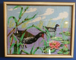 Completed, framed, cross-stitch, duck picture from Bettie's Art and Needle - Picture 1 of 10