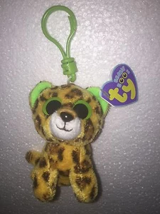 TY SPECKLES LEOPARD BEANIE BOOS KEY CLIP, NEW, MINT PURPLE TAG, HARD TO FIND - Picture 1 of 1