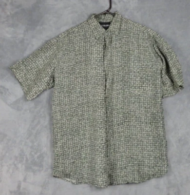 Camisa Colore Italia Para Hombre Mediana Verde Abstracta Geométrica Seda Ligera Suave Foto 1 de 4