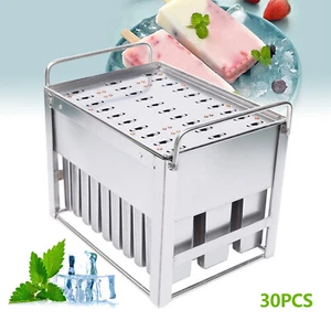 30* Ice Cream Stainless Steel Molds Ice Pop Lolly Popsicle Stick Holder Summer! - Picture 1 of 12