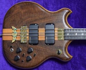 Alembic Stanley Clarke "Brown Bass", Walnut Top/Back with Ebony *Green LED's