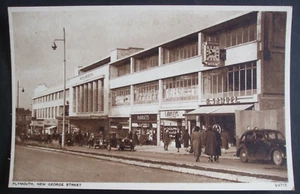 Alte Echt Foto Stil Postkarte PLYMOUTH NEW GEORGE STREET SHOPS MENSCHEN WOOLWORTH - Bild 1 von 1