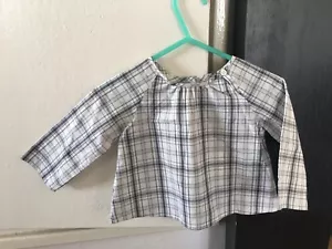 Designer Marie Chantal Baby Plaid Check Smock Top Blouse Age 6 M Brand New - Picture 1 of 10