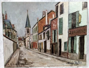 Maurice Utrillo Painting Eglise De Stains Seine D.A.C. 1957 Litho on Fiberboard - Picture 1 of 8