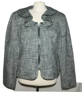 Dressbarn giacca zip colletto volant tweed nero bianco donna tg XL - Foto 1 di 5