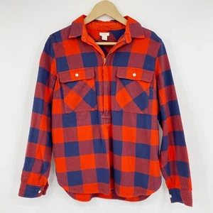 J.Crew Damen Flanell Popover Hemd Jacke rot blau Buffalo kariert Gr. S - Bild 1 von 6