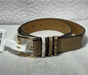 Michael Kors Logo Square Buckle Belt Womens White Adjustable MK Size Small - Picture 1 of 11