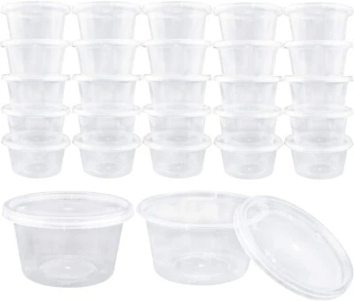 Paquete de 50 contenedores pequeños de plástico de 4 oz con tapas para almacenamiento de bolas de espuma de limo Foto 1 de 4