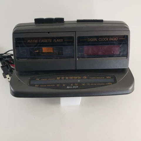 Lenoxx Sound CR-185 AM/FM Cassette Player Clock Radio Vintage 80s Tested Working Cover