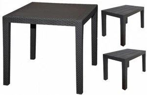 Gartenmöbel Balkonmöbel 2 Sitzbänke Anthrazit Rattan Kunststoff Terrasse Garten - Bild 1 von 8