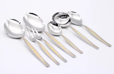 BSF Brabant Besteckset Edelstahl mit Golddekor Servierlöffel Soßenkelle Pieker - Bild 1 von 4