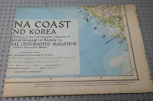 China Coast & Korea - National Geographic Map - October 1953 - Imagen 1 de 2