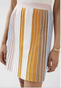 Anthropologie Eva Franco Striped Knit Mini Skirt – Size Large – Pink/White/Blue - Picture 1 of 16