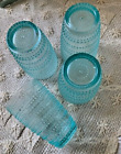 Ensemble de quatre lunettes bleues Aqua réseau alimentaire perlé perles Godinger Lumina Highball