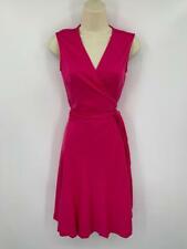 Diane von Furstenberg Jasmine Cabaret pink knit wrap dress DVF silk cotton L
