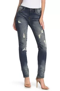 Rock Revival Remix Damen 27 Mid-Rise Straight Jeans Distressed Farbspritzer - Bild 1 von 3