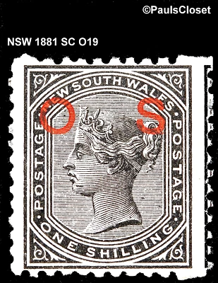 NSW 1881 SC O19 QUEEN VICTORIA 1/- NEGRO CON ROJO OP WM 55 P11 EN MUY BUEN ESTADO Foto 1 de 2