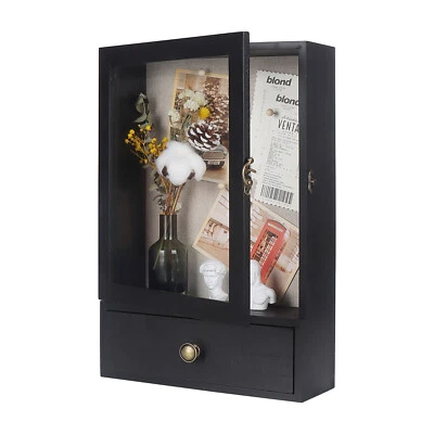 Shadow Box Frame 3.2" Deep Shadow Box Display Case w/ Real Glass and Drawer - Image 1 of 4