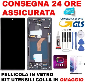 DISPLAY SOFT OLED TOUCH FRAME SAMSUNG GALAXY S22 ULTRA SM-S908 NERO BLU VIOLA BI - Photo 1/13