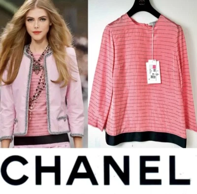 4K Nueva Etiqueta Chanel 2020 2021 Rosa Chaqueta Top 36 38 40 4 6 8 Camisa Logo Regalo S M Foto 1 de 4