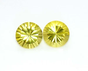 Natürlicher Zitronenquarz rund konkav geschliffen Paar 10 mm 6,92 cts lose Edelsteine - Bild 1 von 7