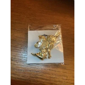 Women Brooch Pin Cherub Winged Figural Angel Cupid Pin 2.5” Gold Tone - Picture 1 of 2