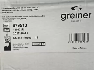 Greiner Bio-One Shaker Flask 500 ml DuoCap Baffled Bottom PC Case of 12 Flasks - Picture 1 of 15