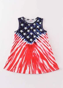 Girl's Boutique Patriotic Flag And Stars Summer Dress 4th Of July Matching Sibli - Picture 1 of 8