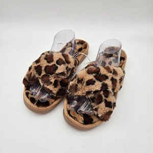 Telifor Fuzzy Animal Print Slide Slipper Sandale Hausschuhe Damen Gr. 11-12 NEU - Bild 1 von 7