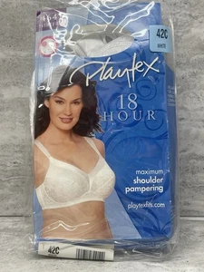 Playtex 18 Hour Bra Size 42C White 4641 Wire Free Shoulder Pamper Full Coverage - Picture 1 of 5