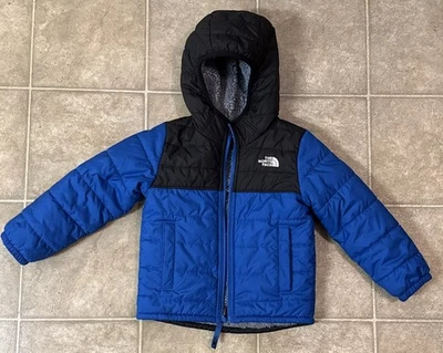 Kids North Face Reversible Puffer Winter Coat Royal Blue/Black Size 4T - Image 1 of 4