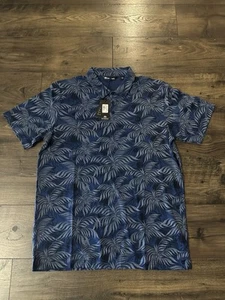 Polo de golf Travis Mathew Mountain Down para hombre azul estampado floral NUEVO XL - Imagen 1 de 4