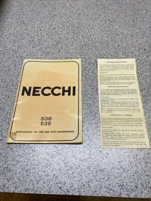 NECCHI Model 538 & 539 Sewing Machine User Manual - Image 1 of 4