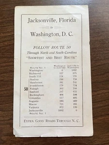 Jacksonville, Florida to Washington DC Foldout Map w/ Mileage Postcard - Picture 1 of 5