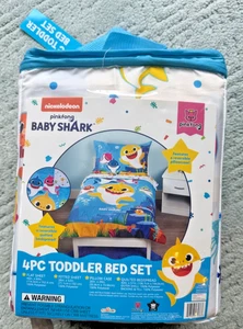 4 pc Nickelodeon Pink Fong Baby Shark Toddler Bed Set NEW IN PACKAGE - Picture 1 of 4