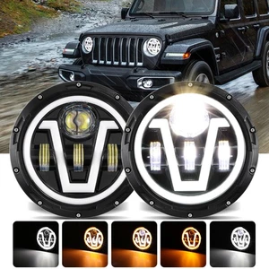 PAIR 7"inch LED Headlight Hi/Lo DRL Turn Signal Combo For 2003-2007 Jeep Liberty - Picture 1 of 12