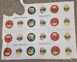 Vtg  Cut & Sew Christmas Ornament Fabric Panel Uncut Poinsettia Floral Basket - Picture 1 of 5