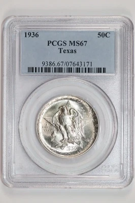 1936 TEXAS COMMEMORATIVE HALF DOLLAR PCGS MS67 - Image 1 of 2
