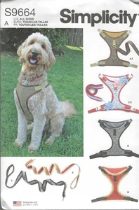 Simplicity S9664 ~ Dog Harness & Leash w/Trim Options Size S-M-L Sewing Pattern - Picture 1 of 2