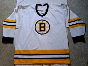 Vintage 90s CCM NHL Boston Bruins White Black Gold Hockey Jersey Mens XL - Picture 1 of 11