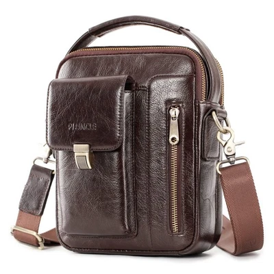 Vintage Men Messenger Shoulder Bag Genuine Leather Bag Travel Business Briefcase - Image 1 of 4