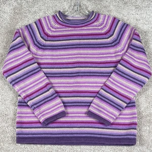 Maglione LL Bean donna taglia M viola multicolore girocollo maglia pesante pullover - Foto 1 di 9