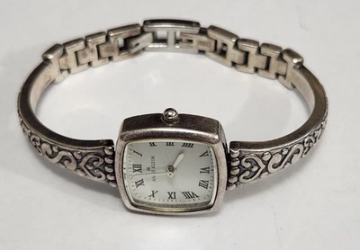 Vtg Anne Klein White Dial Silver Tone Square Case Bracelet Band Watch- New Batt - Image 1 of 4
