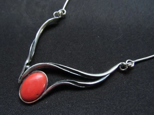 Antike Silber Halskette Silver Perlenanhänger Koralle Coral pearl pendant Necklace - Bild 1 von 5