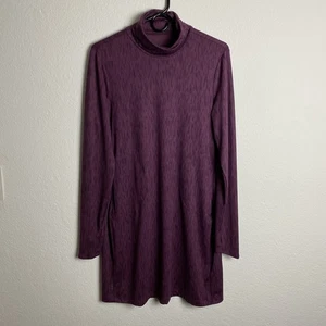 Title Nine Getaway Long Sleeve Turtleneck Dress Size Medium Purple Buttah Fabric - Picture 1 of 10