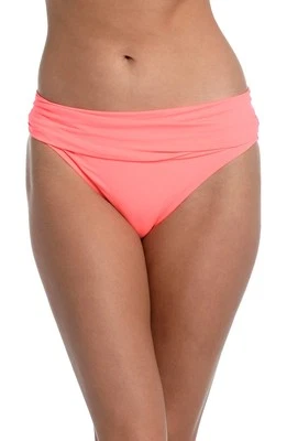 La Blanca Neon Coral Island Goddess Shirred Band Hipster Bottom L25808 Size 10 - Image 1 of 4