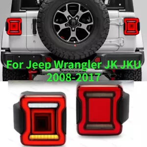 For Jeep Wrangler JK JKU 2008-2017 LED Tail Lights Sequential Turn Signal Lamps - Picture 1 of 13