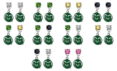 Colorado State Rams Crystal Bling Earrings Stud Post Dangle - Mix & Match Colors - Image 1 of 2
