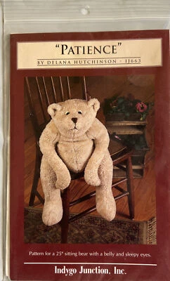 Patience Pattern for a 25” Sleepy Bear With Belly Indygo Junction Inc IJ663 New - Image 1 of 3
