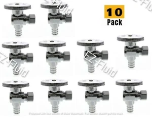 EZ-Fluid 10 PCS 1/2 Inch Pex Crimp X 3/8 Inch OD Brass 1/4 Turn Angle Stop Valve - Picture 1 of 3
